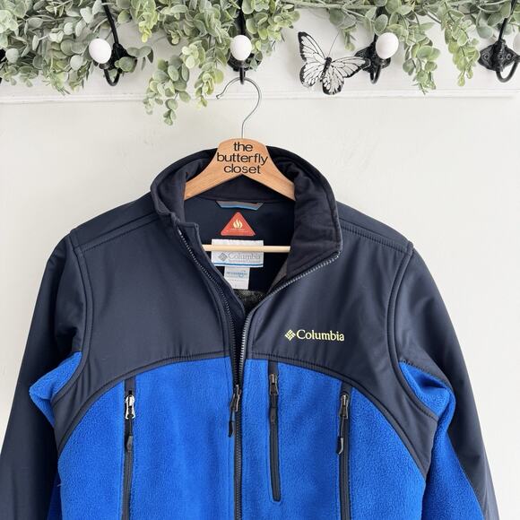 Columbia Men's Heat Elite Lite Jacket Royal Omni-heat Interchange Blue Black Sm - Picture 3 of 5